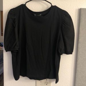 Zara puff sleeve black tshirt